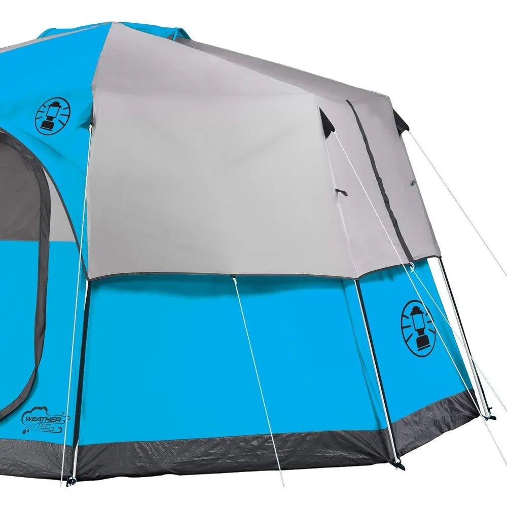 Octagon 98 Camping Tent, 8-Person Weatherproof Family Tent with Included Rainfly, Carry Bag, Privacy Wall