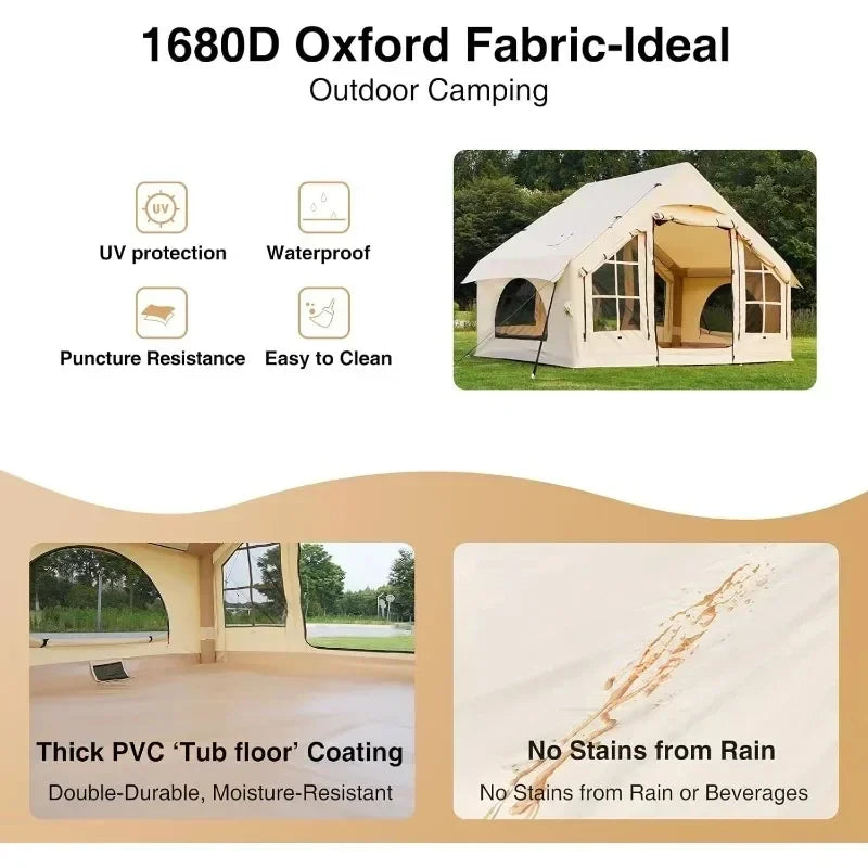 Inflatable Tent for Camping People Large Blow Up Air Tents House No Assembly Needed Luxury Tent Waterproof Oxford