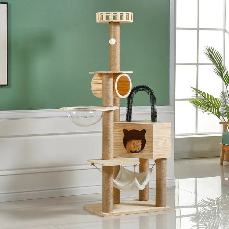 Wholesale Supplier Dropshipping Real Wood Cat Climbing Frame Indoor Entertainment Supplies Cat Tree House