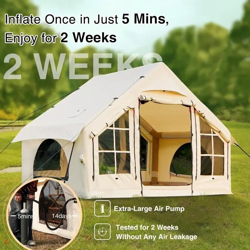 Inflatable Tent for Camping People Large Blow Up Air Tents House No Assembly Needed Luxury Tent Waterproof Oxford