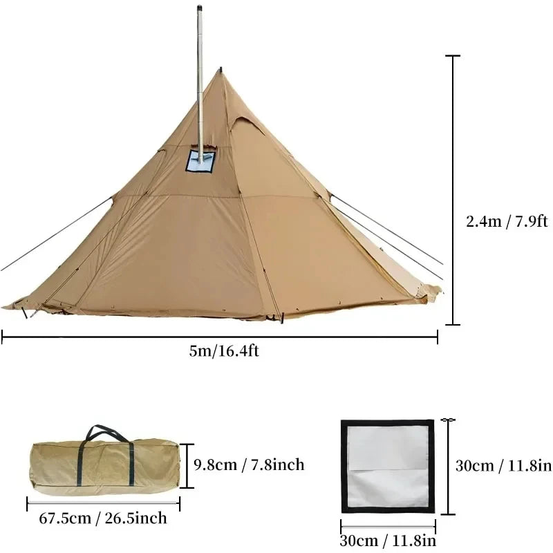 Hot Tent with Stove Jack Onefires Large Teepee Tent for Family Camping