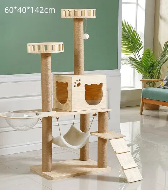Wholesale Supplier Dropshipping Real Wood Cat Climbing Frame Indoor Entertainment Supplies Cat Tree House