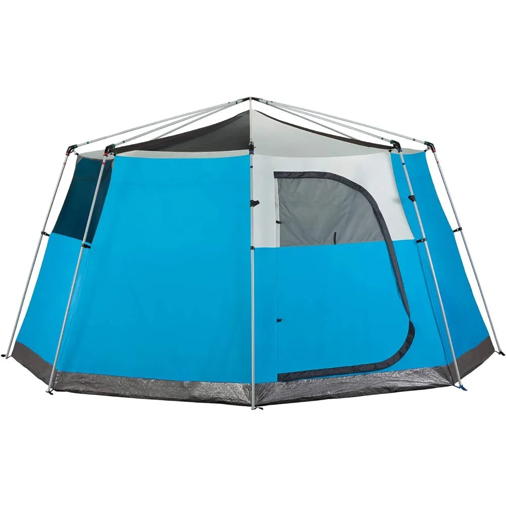 Octagon 98 Camping Tent, 8-Person Weatherproof Family Tent with Included Rainfly, Carry Bag, Privacy Wall