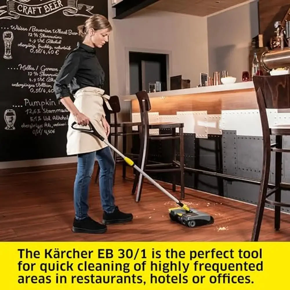 Commercial Electric Floor Sweeper EB 30/1 Cordless Compact 12" Brush Roller Adjustable Universal Joint Easy Dirt Container