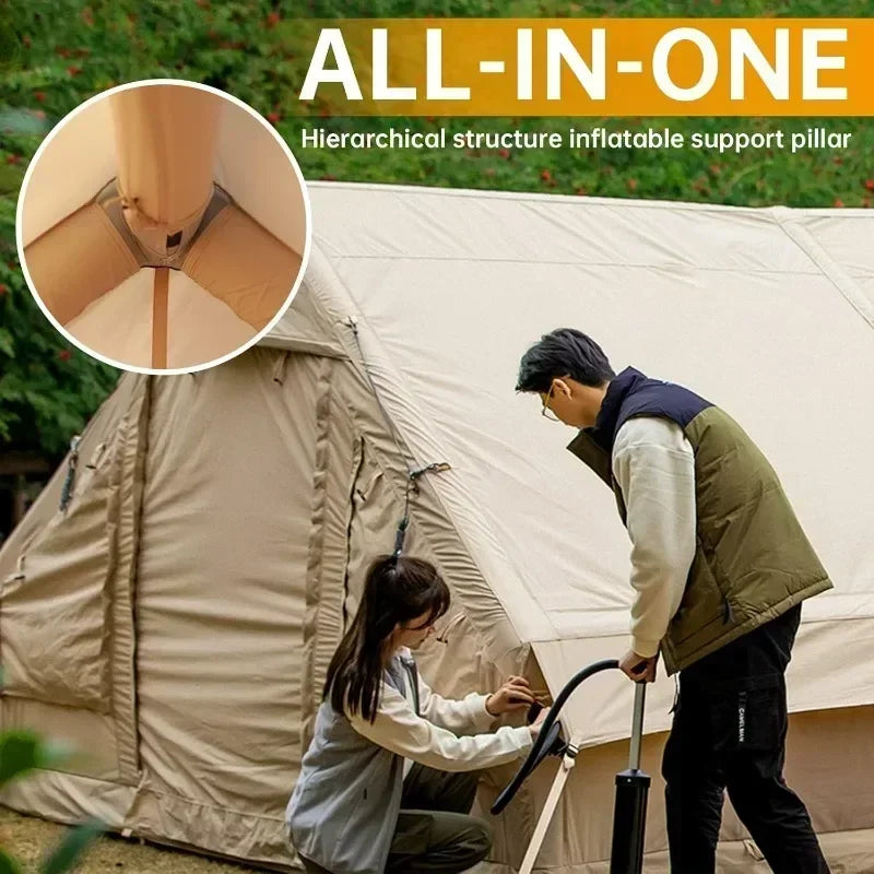Inflatable Camping Tent with Pump,Glamping Tents,Easy Setup 4 Season Waterproof Windproof Outdoor Blow Up Tent,Luxury Cabin Tent