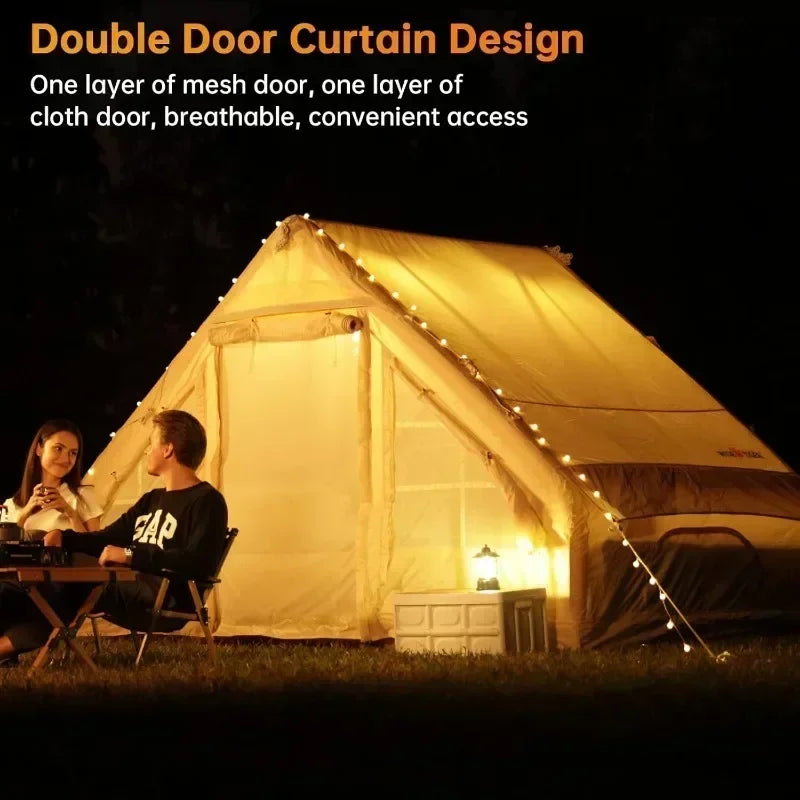 Inflatable Camping Tent with Pump,Glamping Tents,Easy Setup 4 Season Waterproof Windproof Outdoor Blow Up Tent,Luxury Cabin Tent