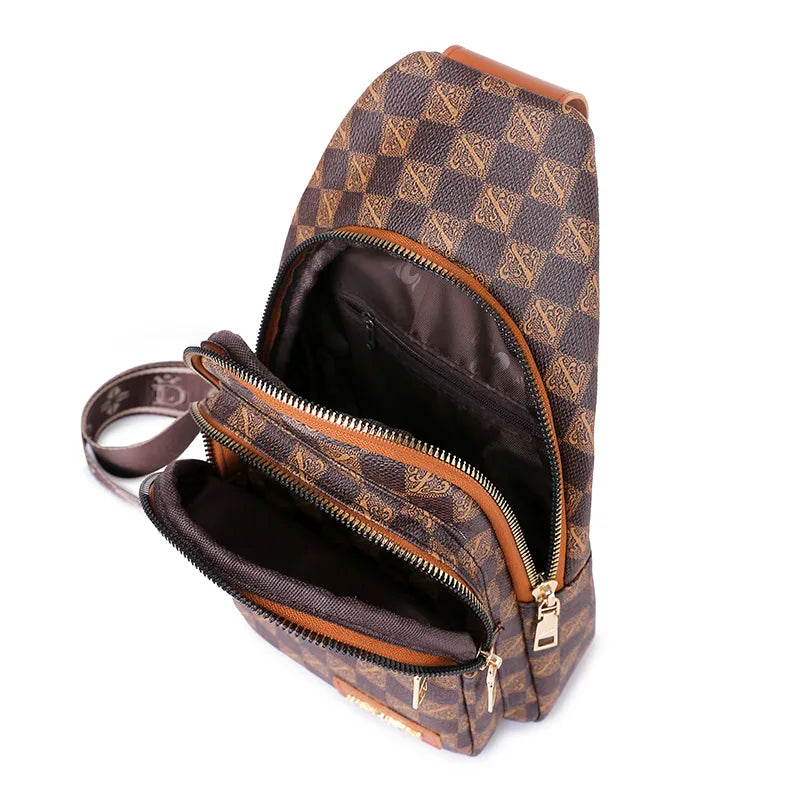 New Fashion Men's Urban Travel Chest Bag Trend Design PU Adjustable Leather Men Shoulder Bag Phone Sling Crossbody Bags for Men