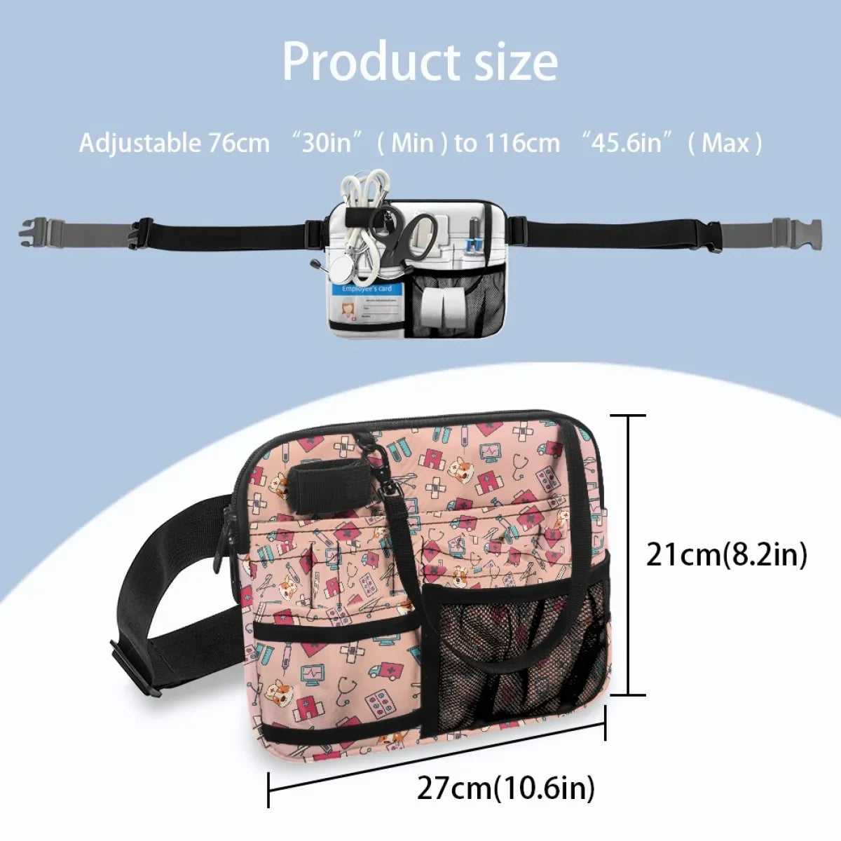 Cute Dog Medical Luxury Design Waist Bag Hospital Work Utility Multi Pocket Nursing Belt Bag For Stethoscope Bandage Medication