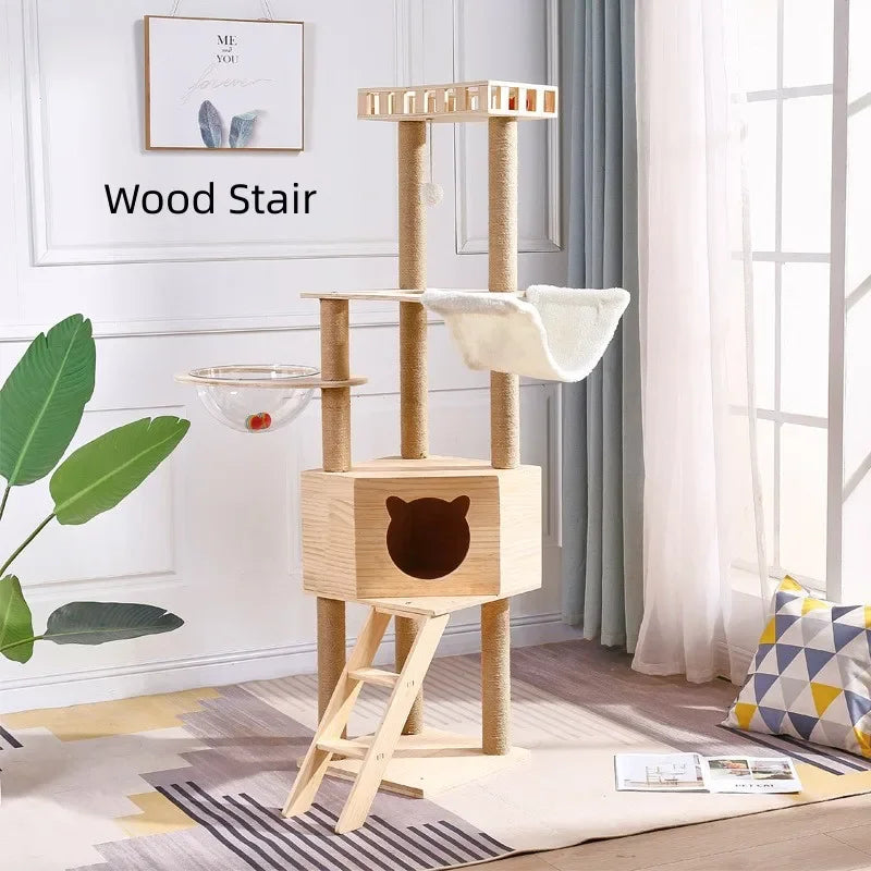 Wholesale Supplier Dropshipping Real Wood Cat Climbing Frame Indoor Entertainment Supplies Cat Tree House