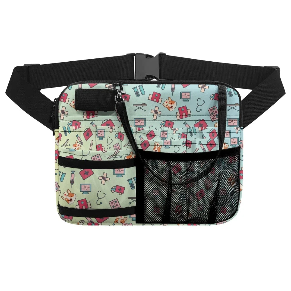 Cute Dog Medical Luxury Design Waist Bag Hospital Work Utility Multi Pocket Nursing Belt Bag For Stethoscope Bandage Medication