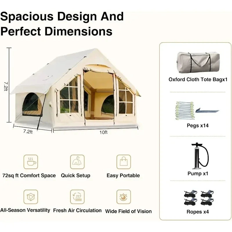 Inflatable Tent for Camping People Large Blow Up Air Tents House No Assembly Needed Luxury Tent Waterproof Oxford