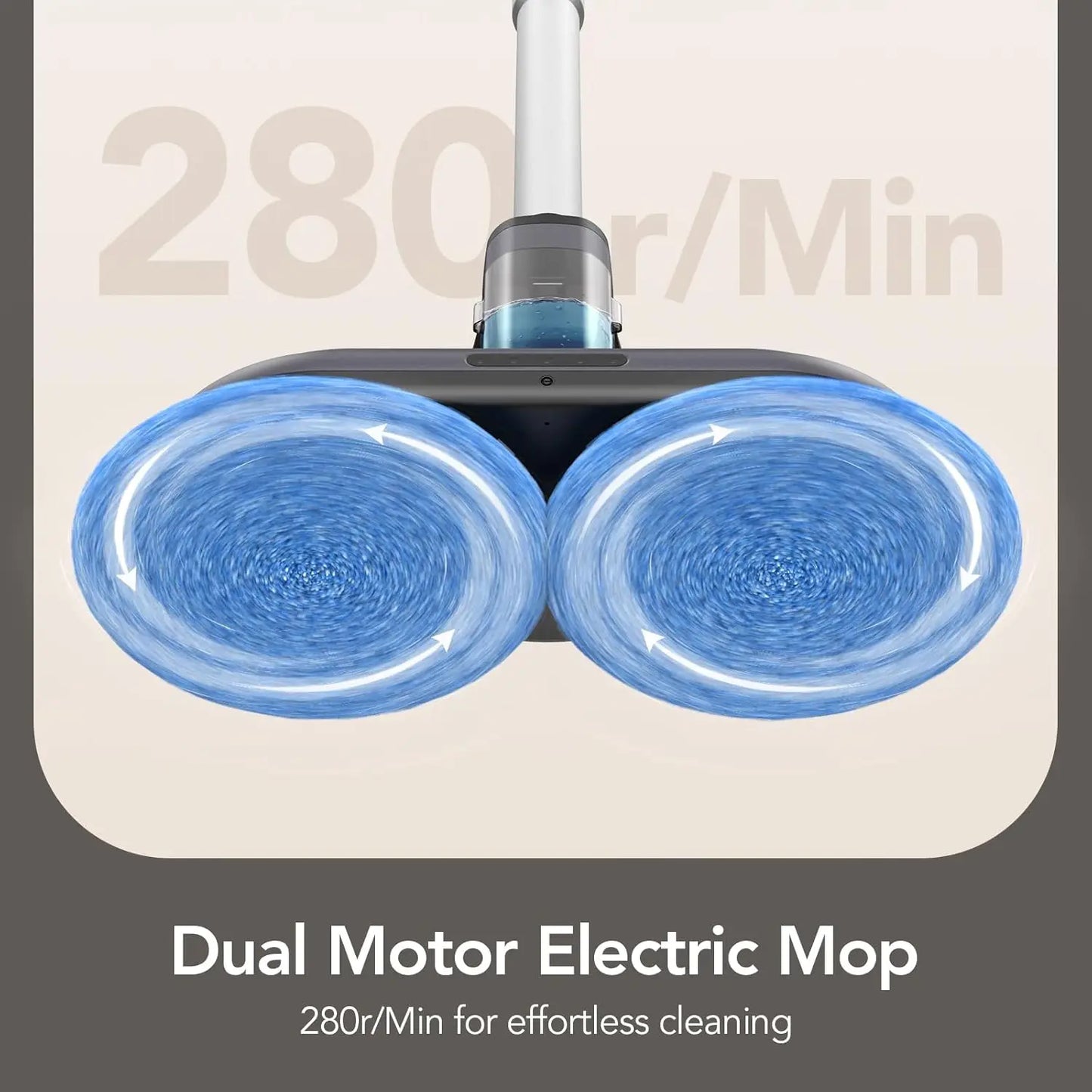 Mop, Dual-Motor Electric Spin Mop with Sprayer and LED Headlight, Cordless Electric Mop for Floor Cleaning, Powerful Floor Clean