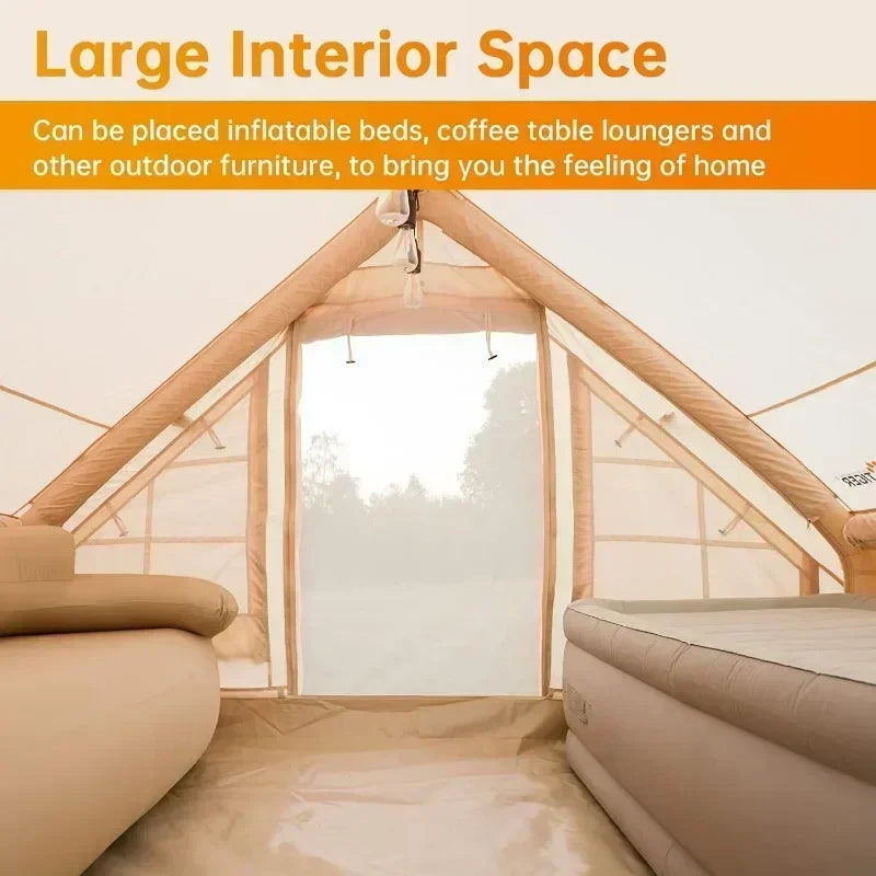 Inflatable Camping Tent with Pump,Glamping Tents,Easy Setup 4 Season Waterproof Windproof Outdoor Blow Up Tent,Luxury Cabin Tent