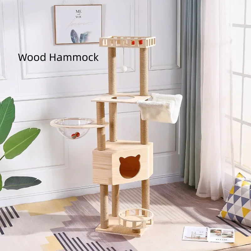 Wholesale Supplier Dropshipping Real Wood Cat Climbing Frame Indoor Entertainment Supplies Cat Tree House