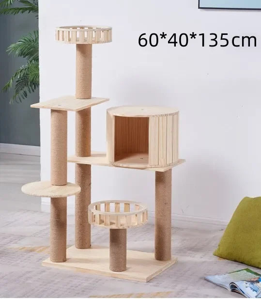 Wholesale Supplier Dropshipping Real Wood Cat Climbing Frame Indoor Entertainment Supplies Cat Tree House