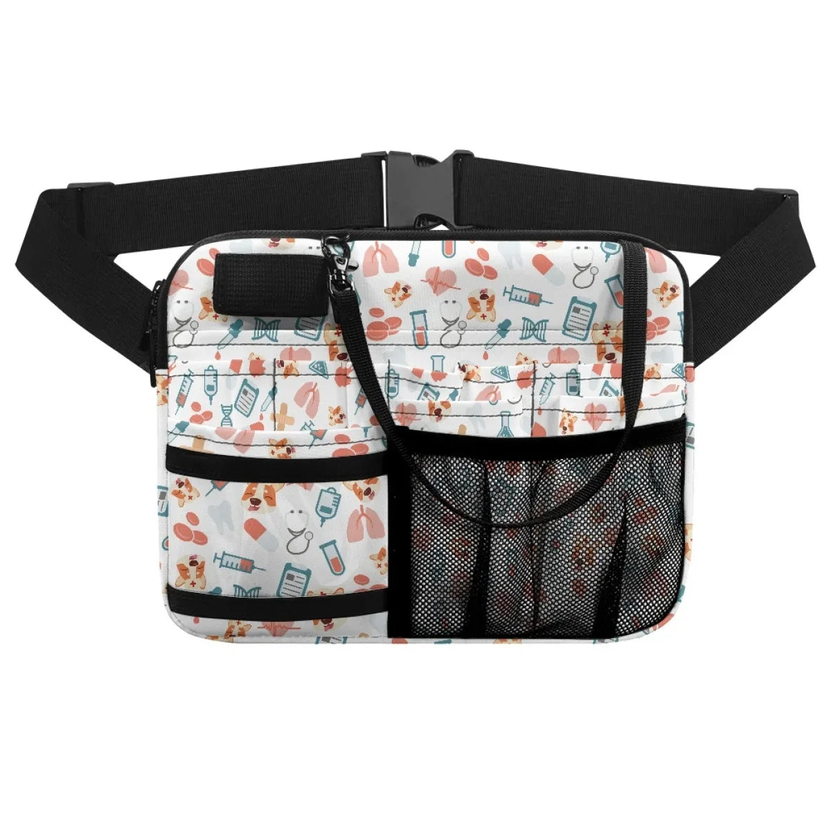 Cute Dog Medical Luxury Design Waist Bag Hospital Work Utility Multi Pocket Nursing Belt Bag For Stethoscope Bandage Medication