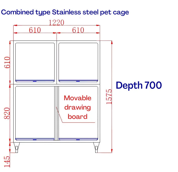 Veterinary Cages304 Stainless Steel Combined Cat Dog Pet Animal Cages Veterinary Kennel