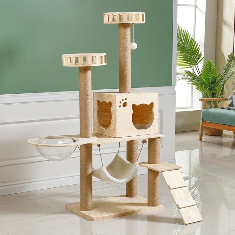 Wholesale Supplier Dropshipping Real Wood Cat Climbing Frame Indoor Entertainment Supplies Cat Tree House