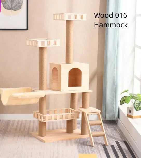Wholesale Supplier Dropshipping Real Wood Cat Climbing Frame Indoor Entertainment Supplies Cat Tree House