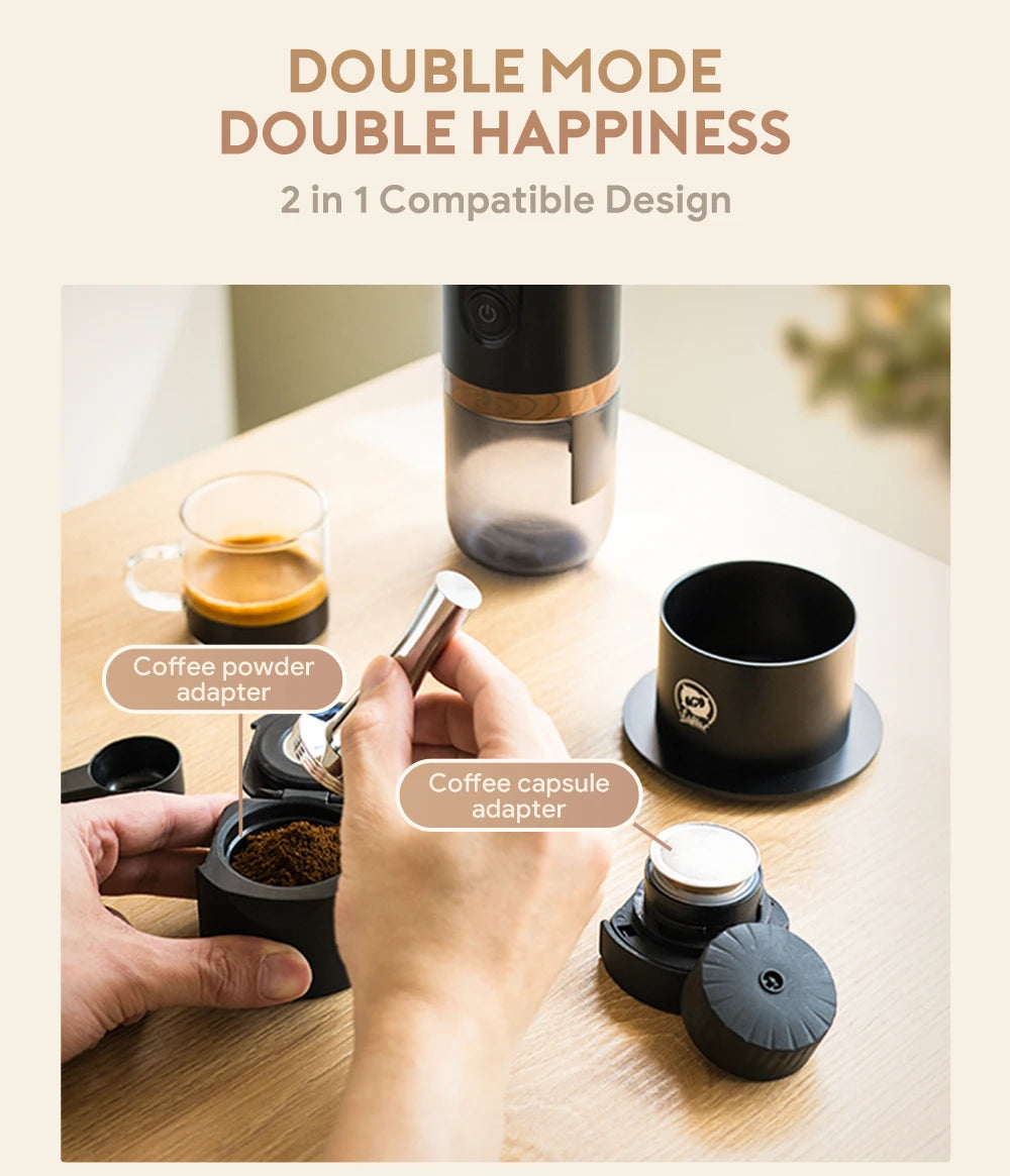 iCafilas Portable Coffee Machine Expresso Coffee Maker Fit Nexpresso Dolce Pod Capsule Coffee Powder for Car & Home USB DC12V