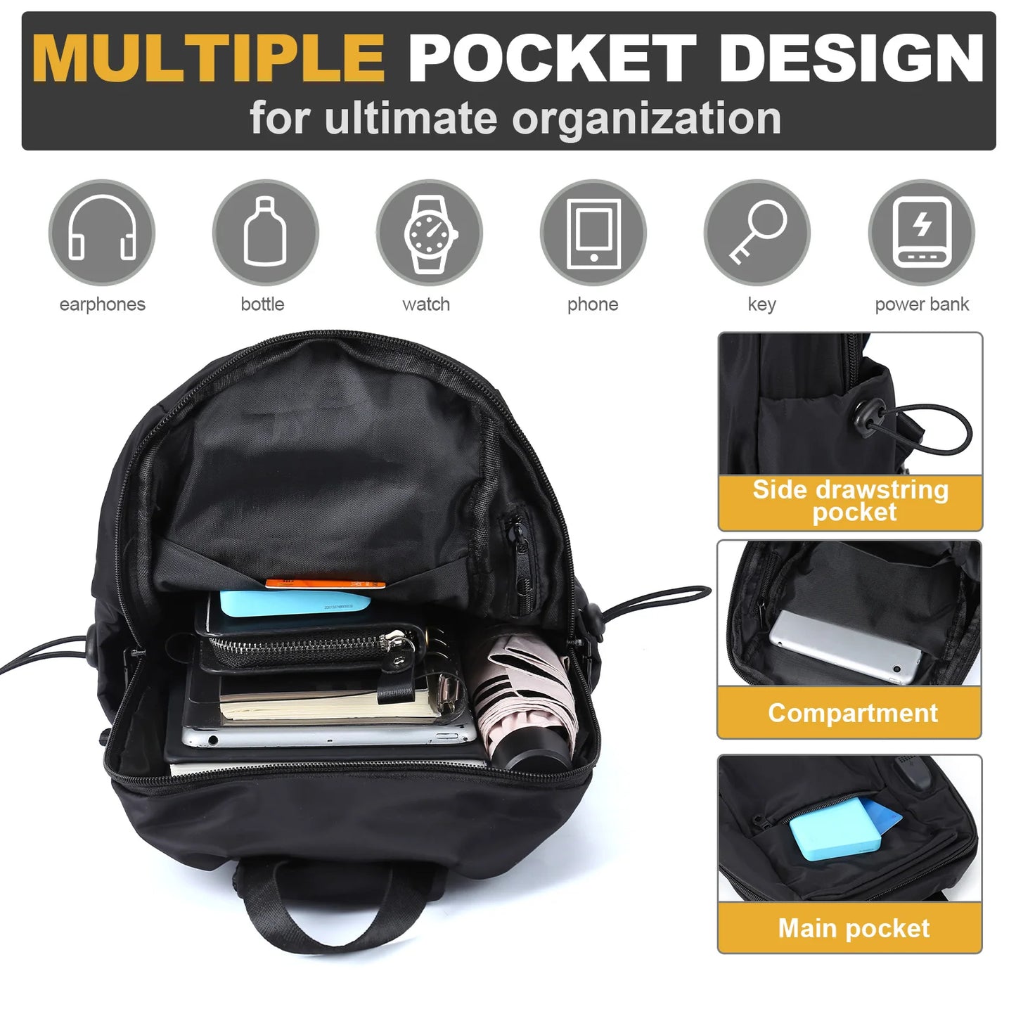 Crossbody Sling Backpack Chest Bag Daypack Travel Hiking Sling Bag for Women Men, Casual Sports Running Crossbody Shoulder Bag