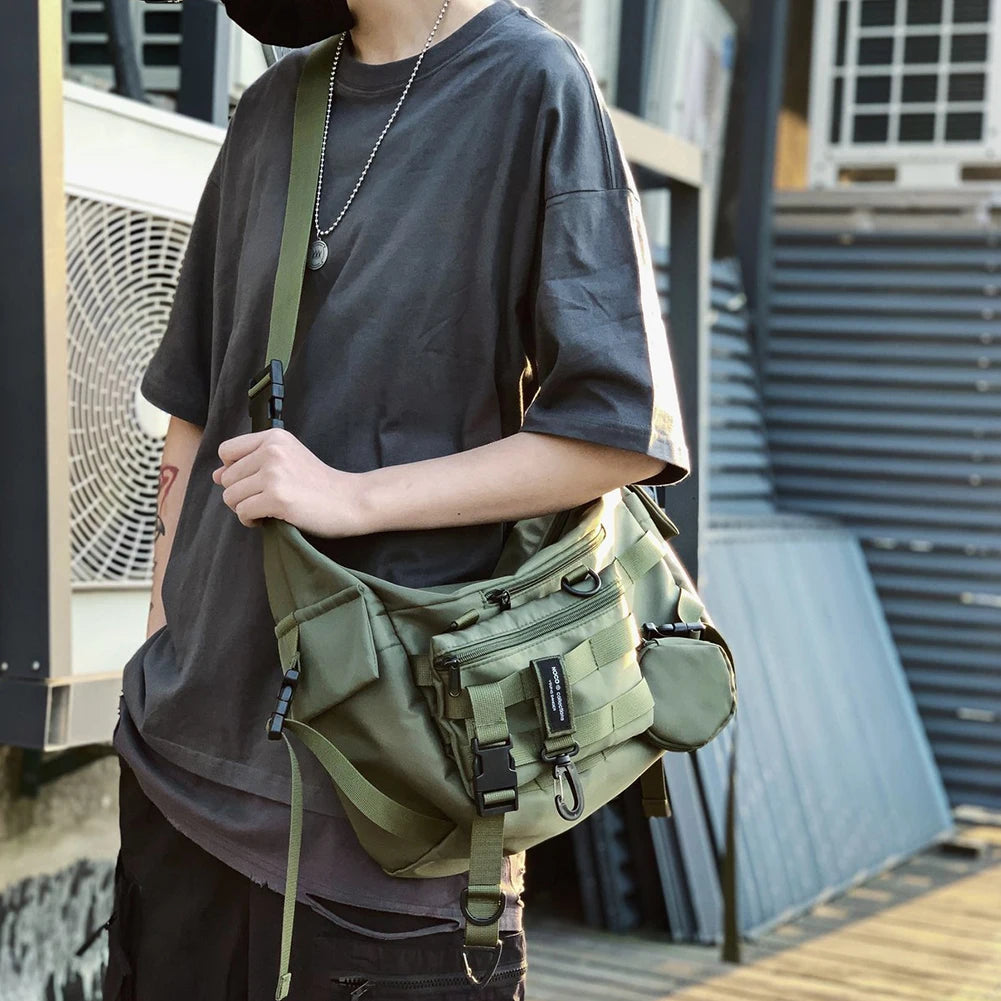 Shoulder Gothic Black Crossbody Messenger Tote Bags For Men Women's Shopper Nylon Hip Hop Techwear Satchel Waist Goth Postman