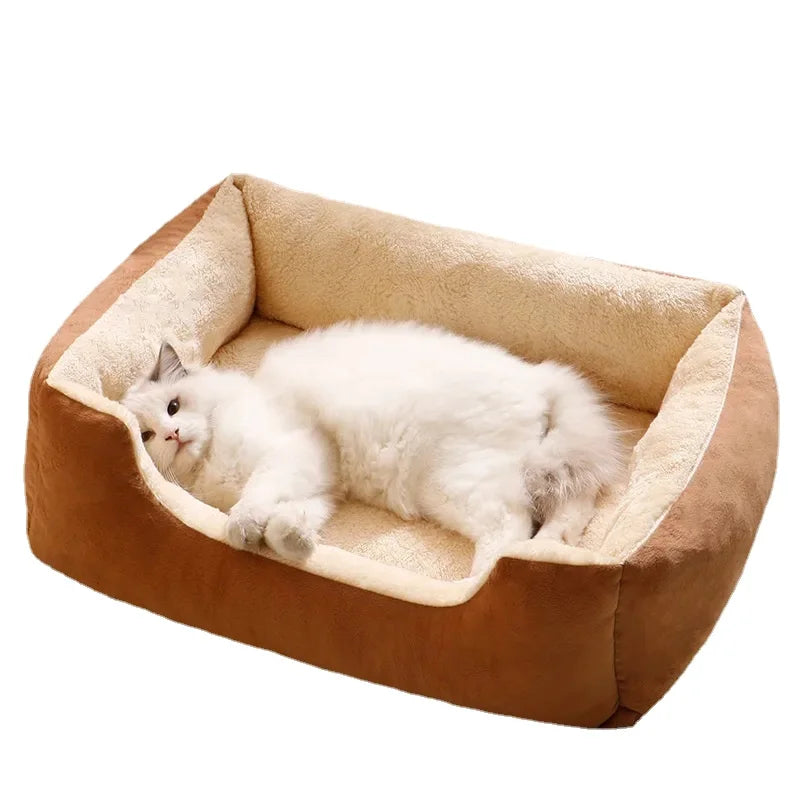 Cat beds，Large Pet Cat Bed Sofa Warm House，Square Nest Pets Kennels for Small Dogs Cats Winter Puppy Kittens Sleeping Baskets