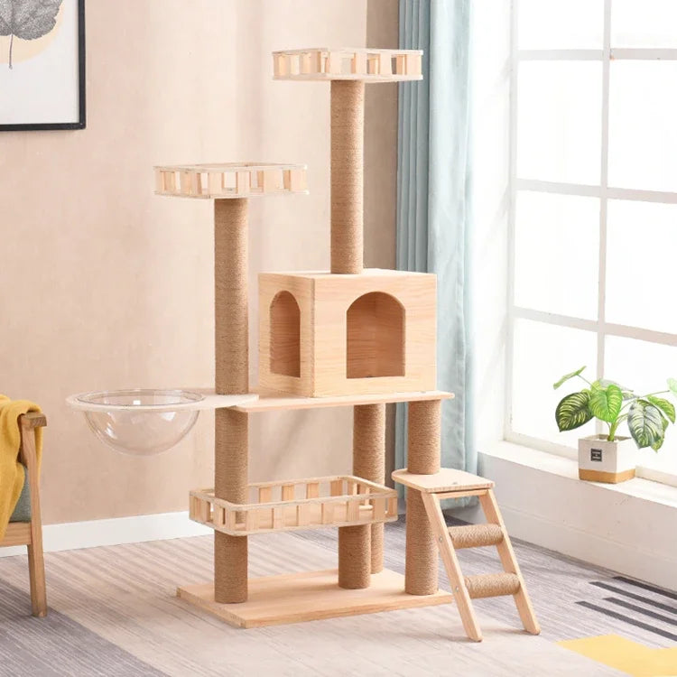 Wholesale Supplier Dropshipping Real Wood Cat Climbing Frame Indoor Entertainment Supplies Cat Tree House