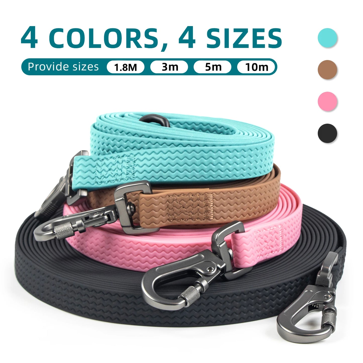 1.8M 3M 5M 10M  PVC Dog Leash large dog Medium Waterproof and easy to clean running dog training Leash long strong