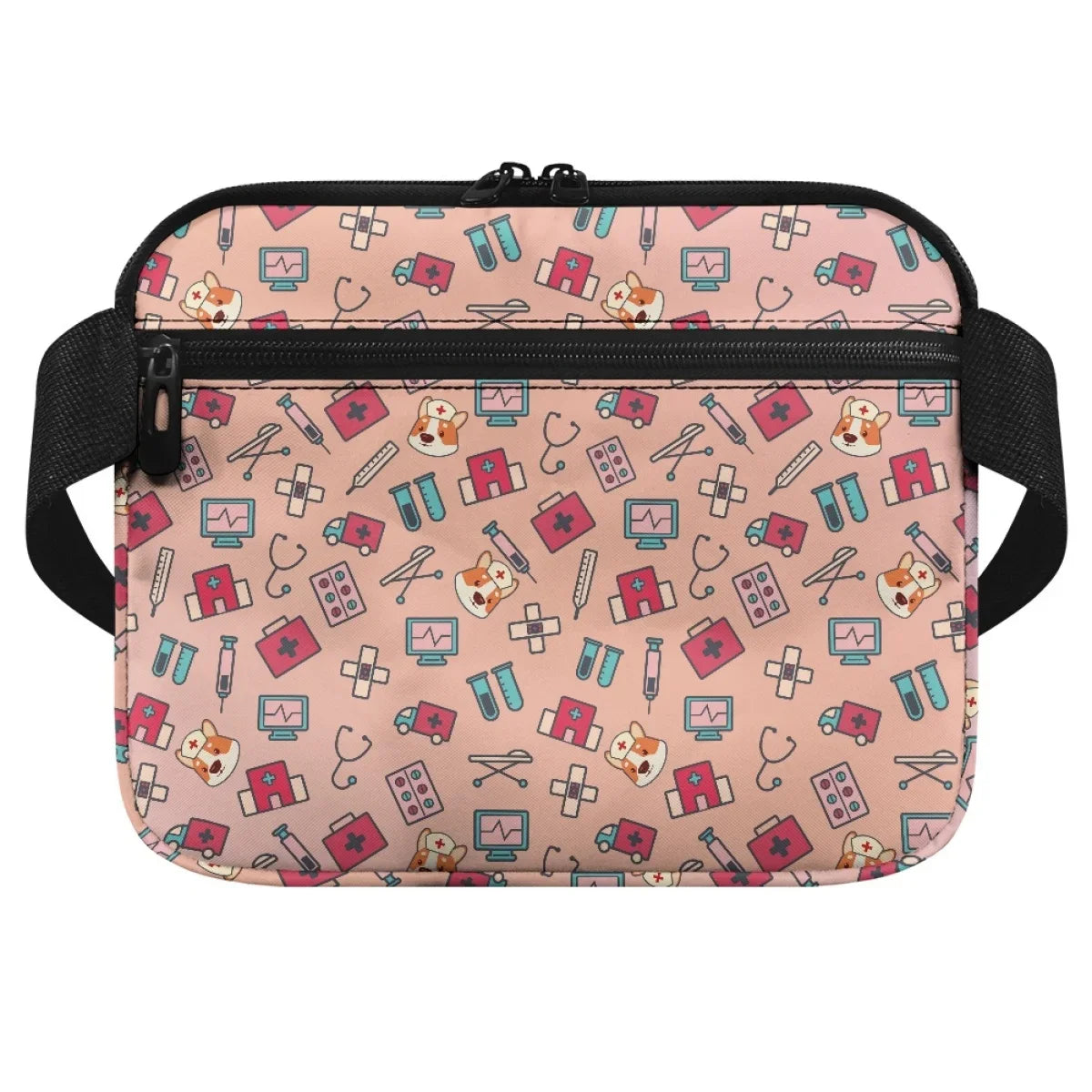Cute Dog Medical Luxury Design Waist Bag Hospital Work Utility Multi Pocket Nursing Belt Bag For Stethoscope Bandage Medication
