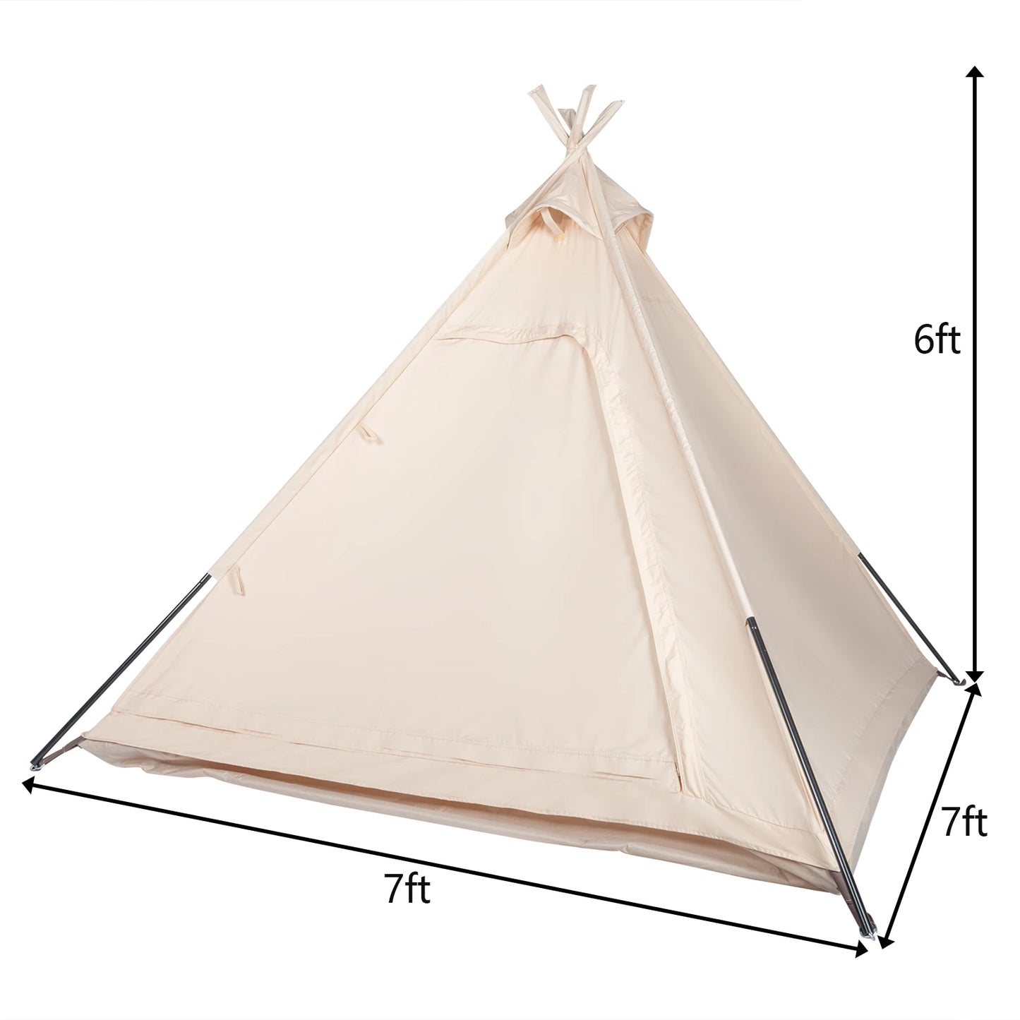 7ft Camping Tent 3-4 Person 3 Seasons Cotton Tent Triangle Breathable Tent for Patio, Garden