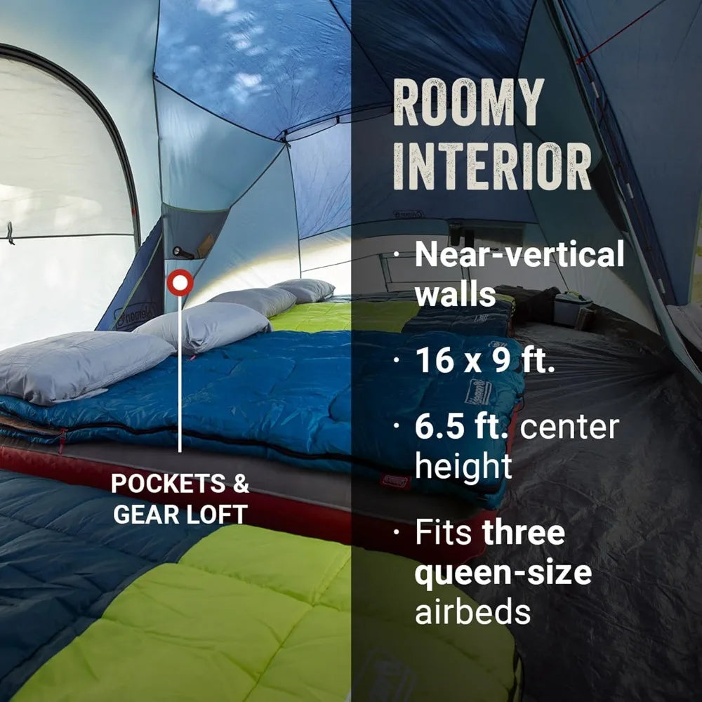 Skydome XL Family Camping Tent, 8/10/12 Person Dome Tent with 5 Minute Setup, Includes Rainfly, Carry Bag, Storage Pockets