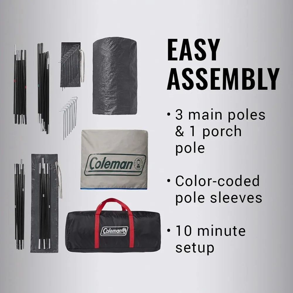 Camping Tent with Screened Porch, 4/6 Person Weatherproof Tent with Enclosed Screened Porch Option, Includes Rainfly, Carry