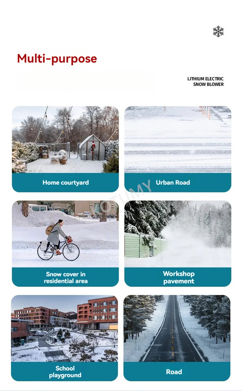 Winter Electric Snowplow Lithium Battery Snow Sweeper Cordless Snow Shovel Courtyard Street Road Surface