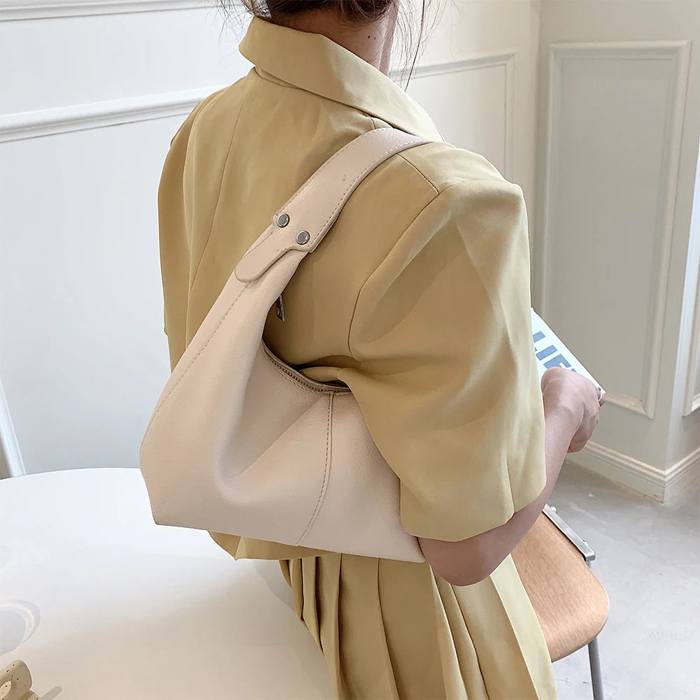 Luxury Design Hobo Handbags for Women 2024 Retro Vegan PU Leather Ladies Clutch Hand Bag Purse Female Small Tote Shoulder Bags