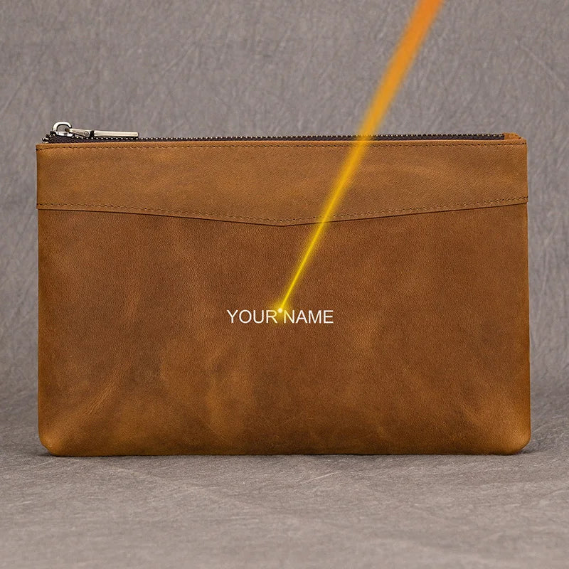 Luufan Genuine Leather Men's Clutch Wallet Male Zipper Business Daily Hand Bag Large Capacity Purse For Man Phone Pouth Belt Bag