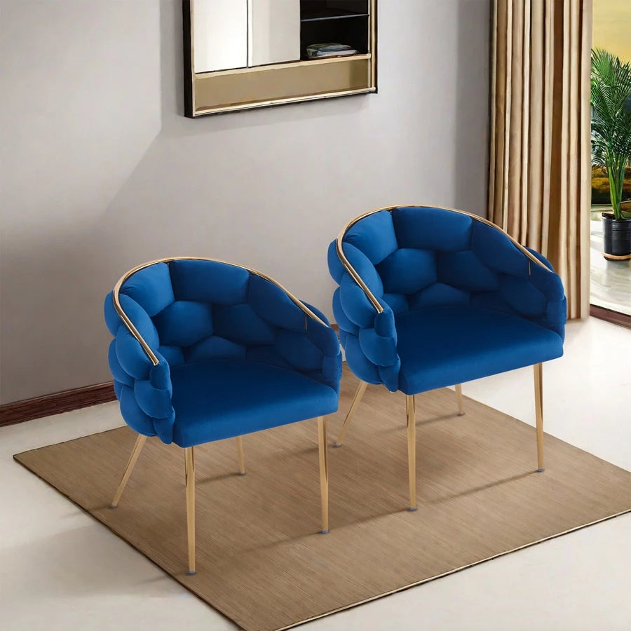 Modern Velvet Armchair, Luxury Handmade Accent Chair Set With Metal Legs, Dining Room, Living Room And Bedroom (Two Chairs)