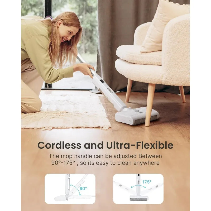 iDOO Electric Mop, Upgraded Wet Dry Cleaner Self Cleaning Cordless Mop Electric Mop for Floor Cleaning, Self-Propelled Power Mop