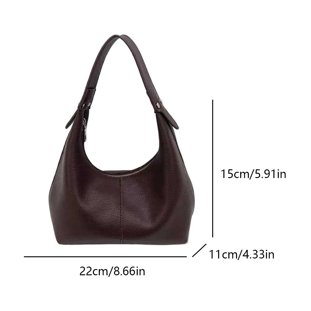 Luxury Design Hobo Handbags for Women 2024 Retro Vegan PU Leather Ladies Clutch Hand Bag Purse Female Small Tote Shoulder Bags