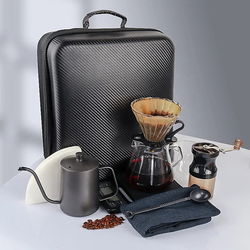 2024 Popular indoor outdoor travel coffee bag manual coffee maker set with waterproof package 11pcs Gift Arabic Coffee Tea Sets