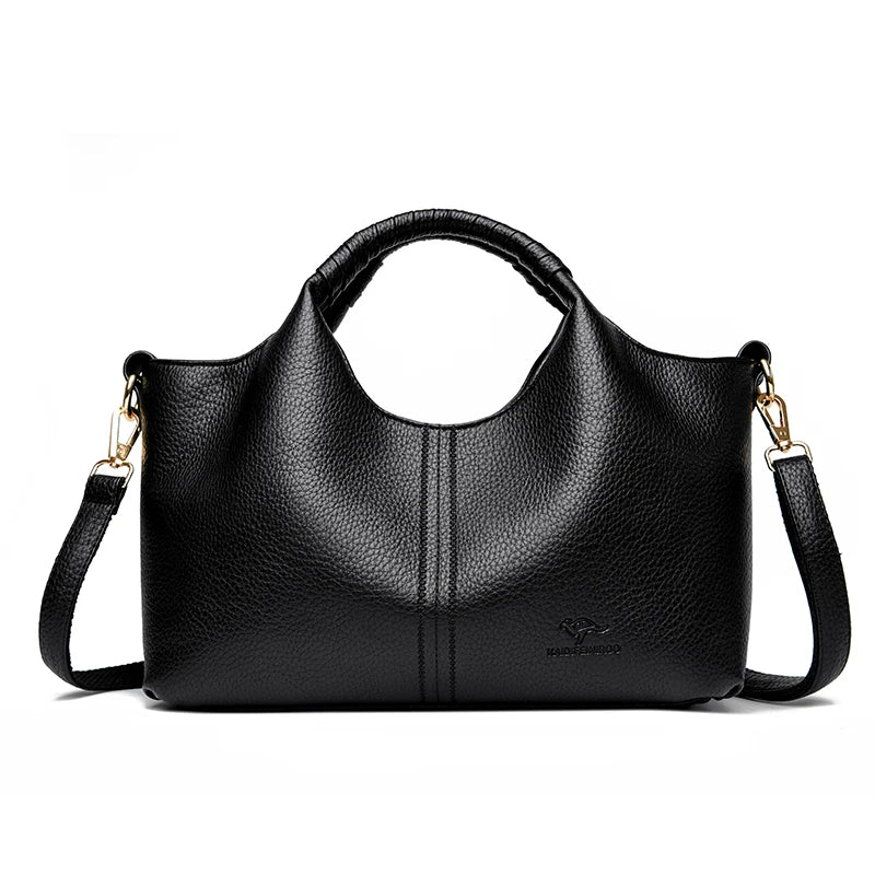 Soft Leather Handbags Women Casual Tote Bags Luxury Vintage Large Capacity Shoulder Crossbody Bags Female Hand Bag Sac a Main