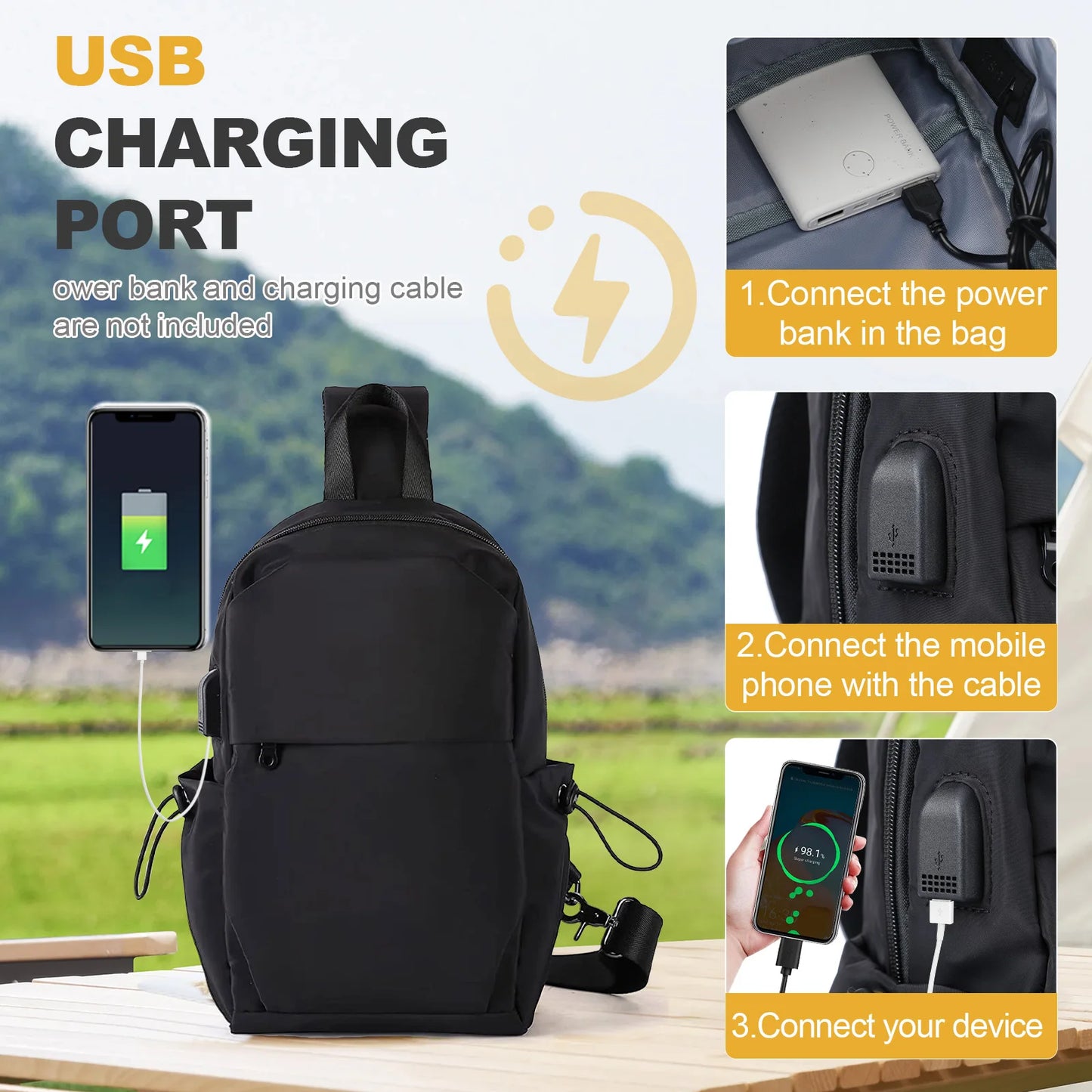 Crossbody Sling Backpack Chest Bag Daypack Travel Hiking Sling Bag for Women Men, Casual Sports Running Crossbody Shoulder Bag