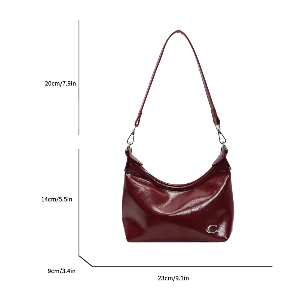 Women PU Casual Tote Handbag Large Capacity Chain Sling Bag Zipper Closure Elegant Underarm Bag Multi-pockets Simple Satchel Bag