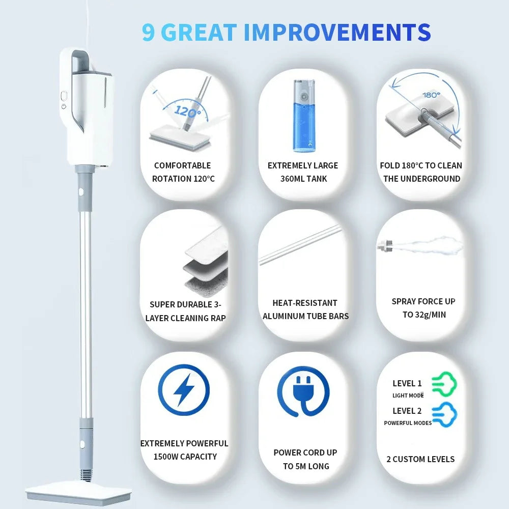 370ml Household Multifunctional Sterilization and Mite Removal Steam Cleaner Electric Steam Mop 220V EU Plug  Steam Mop