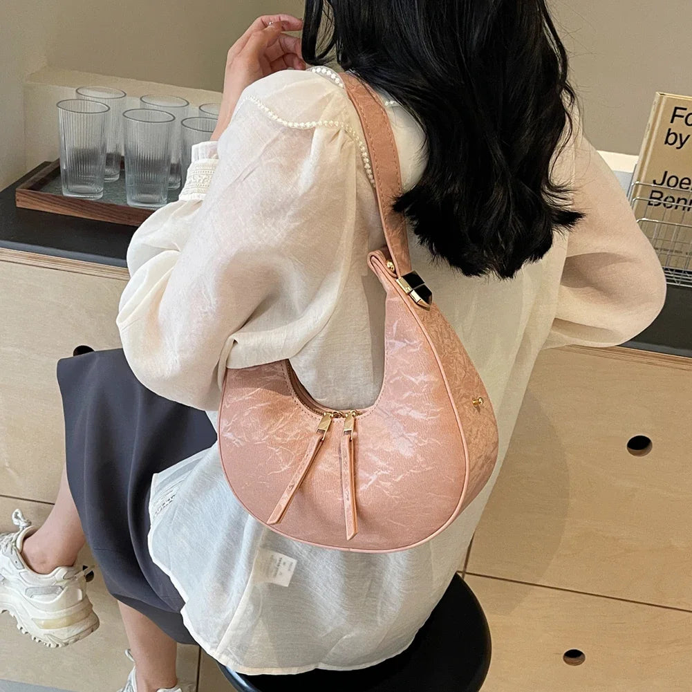 Elegant Tote Purse and Handbag for Women Fashion Small Crescent Hobo Shoulder Bags Purses Retro Clutch Top Handle Cute Hand Bag