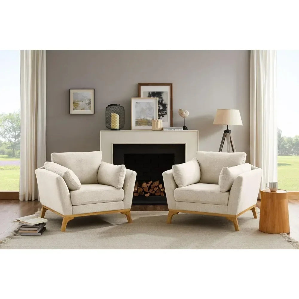 Large-Sized Accent Chair, Thick Cushion Bedroom Reading Chair, Comfortable Living Room Single Sofa, Living Room Chairs