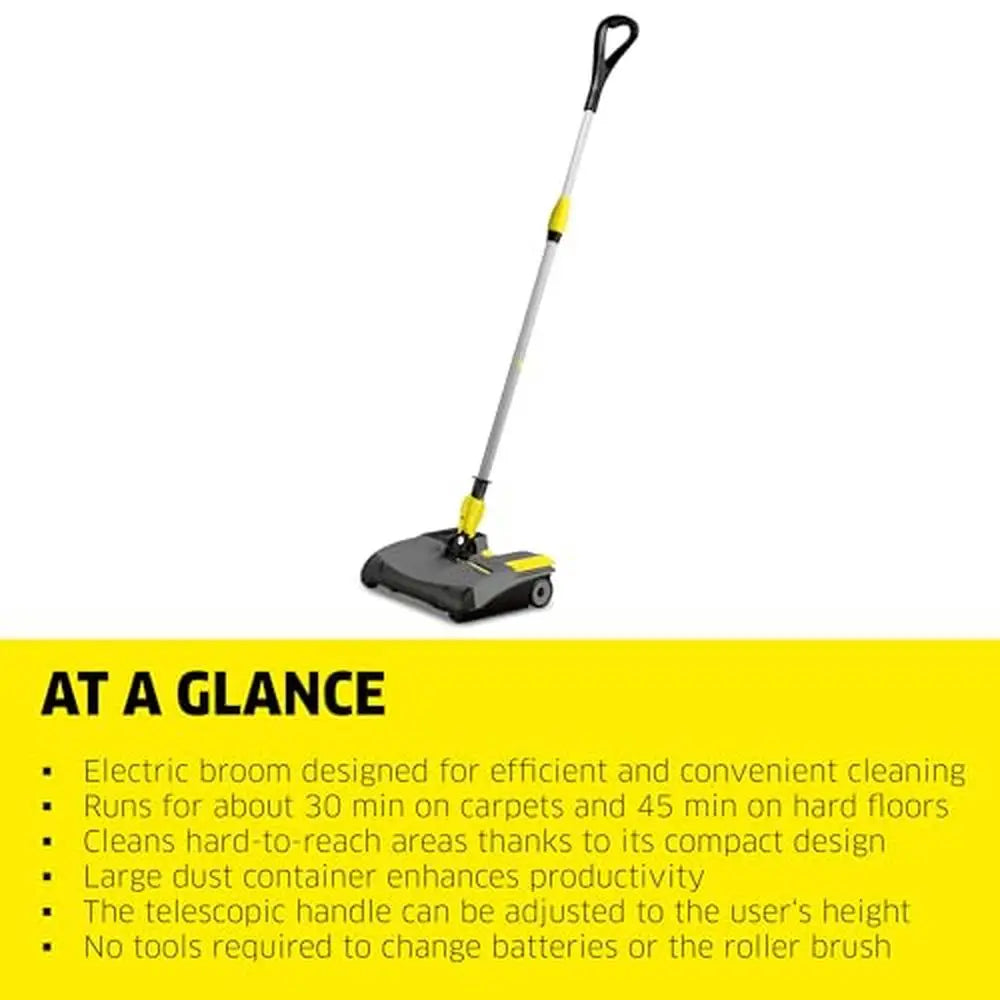 Commercial Electric Floor Sweeper EB 30/1 Cordless Compact 12" Brush Roller Adjustable Universal Joint Easy Dirt Container