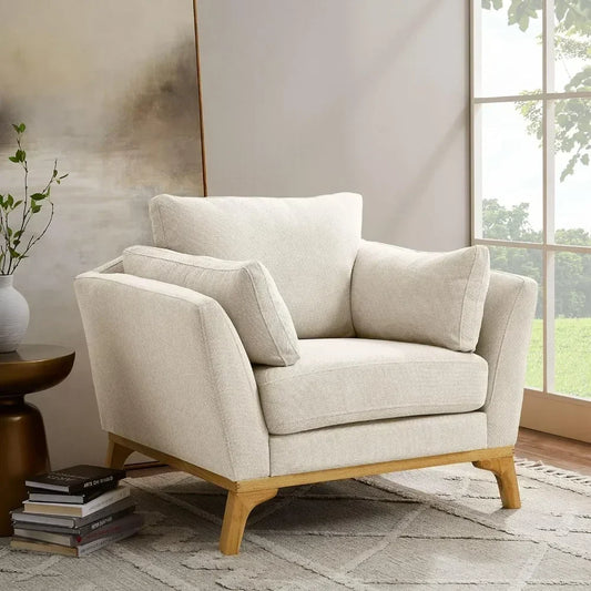 Large-Sized Accent Chair, Thick Cushion Bedroom Reading Chair, Comfortable Living Room Single Sofa, Living Room Chairs