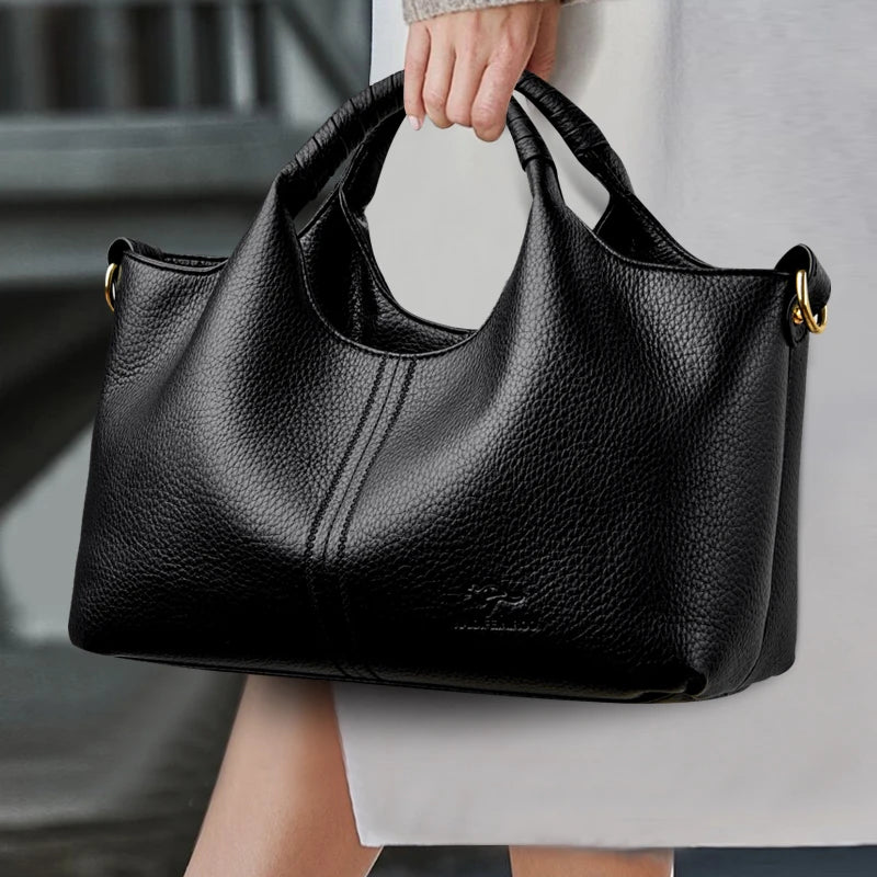 Soft Leather Handbags Women Casual Tote Bags Luxury Vintage Large Capacity Shoulder Crossbody Bags Female Hand Bag Sac a Main