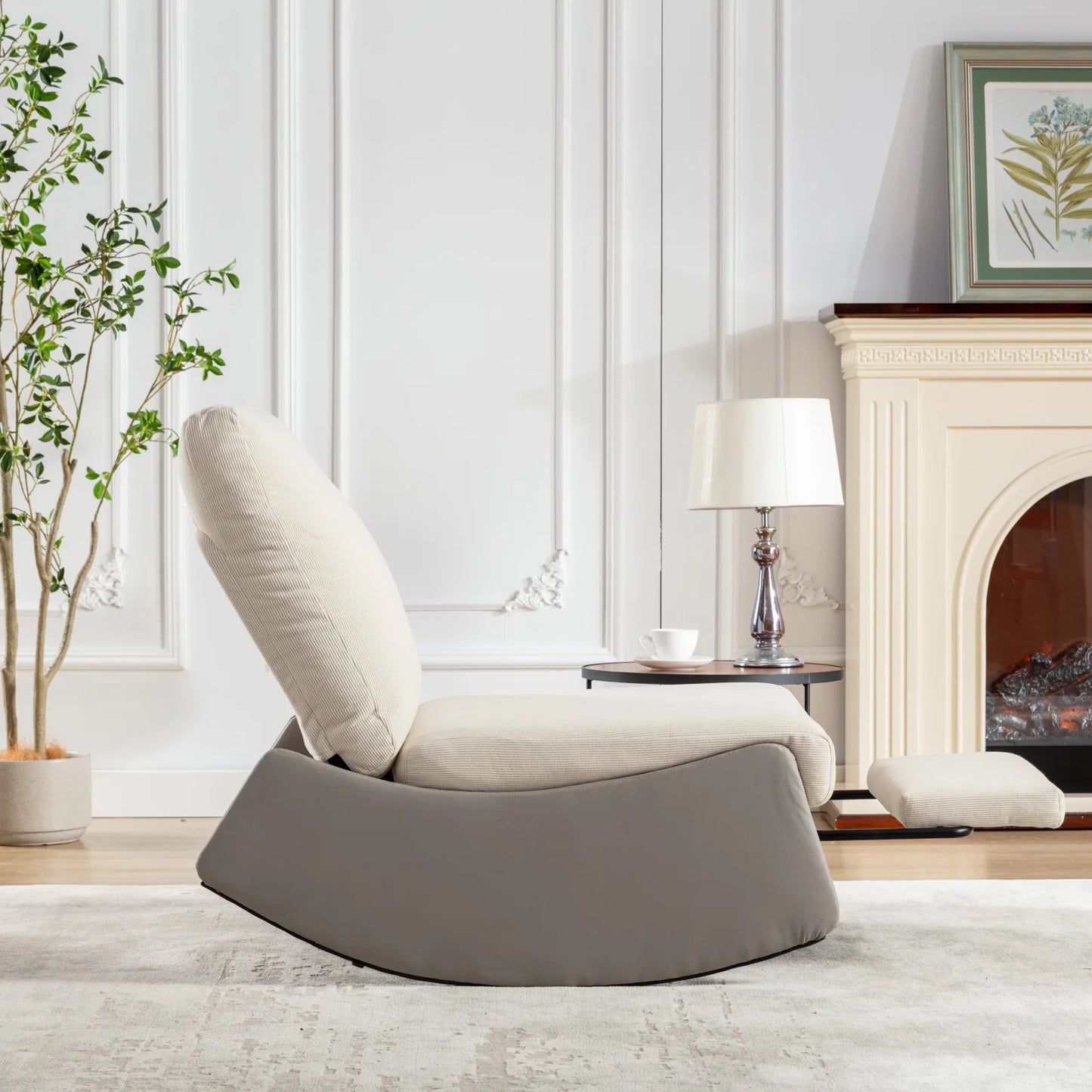 Modern Rocking Chair Recliner, Comfy Rocker Nursery Chair with Footrest, Accent Reading Chair, Upholstered Lounge Chair for Rela